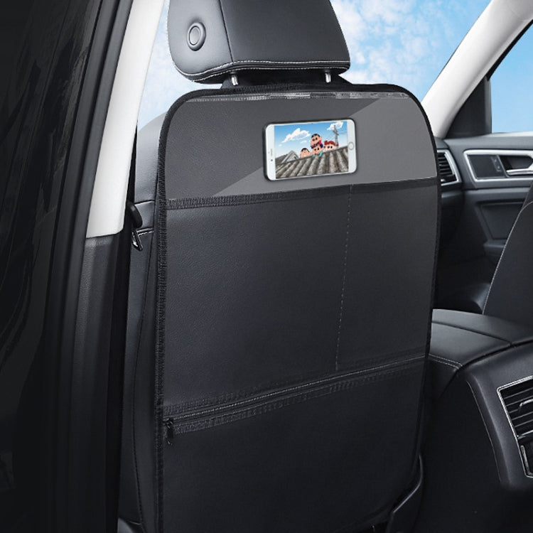 Children's Car Seat Back Protector with Storage - Anti-Kick and Easy-Clean Leather Pad