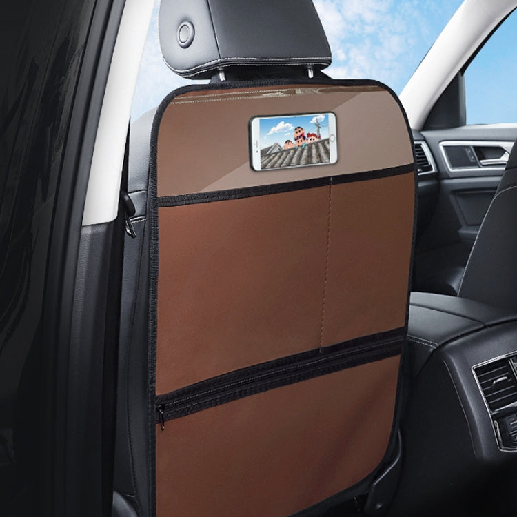 Children's Car Seat Back Protector with Storage - Anti-Kick and Easy-Clean Leather Pad