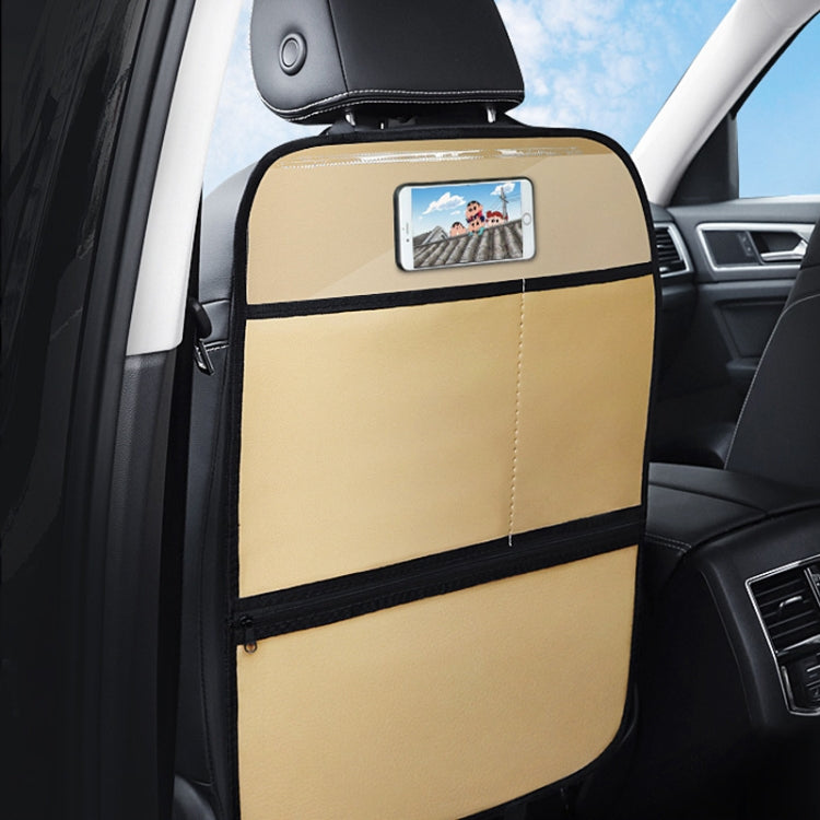 Children's Car Seat Back Protector with Storage - Anti-Kick and Easy-Clean Leather Pad