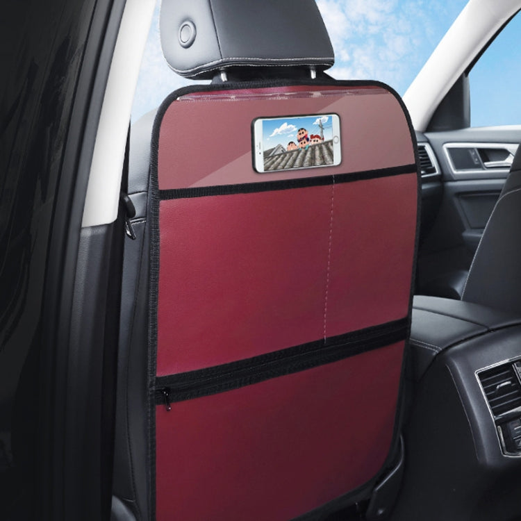 Children's Car Seat Back Protector with Storage - Anti-Kick and Easy-Clean Leather Pad