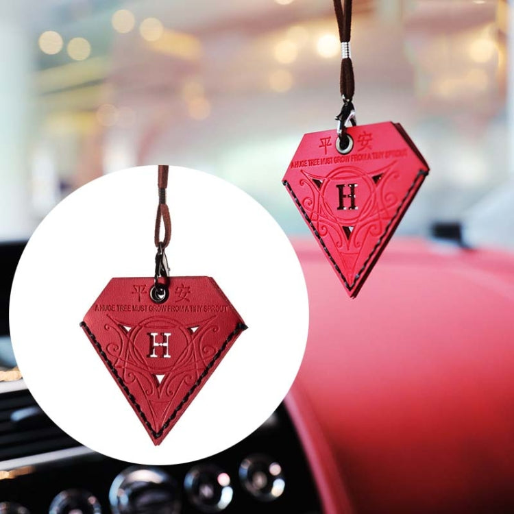 Triangular Leather Ping An Charm Pendant for Car Rearview Mirror