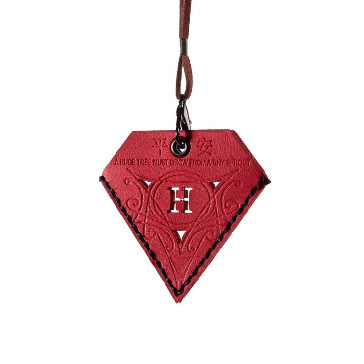 Triangular Leather Ping An Charm Pendant for Car Rearview Mirror