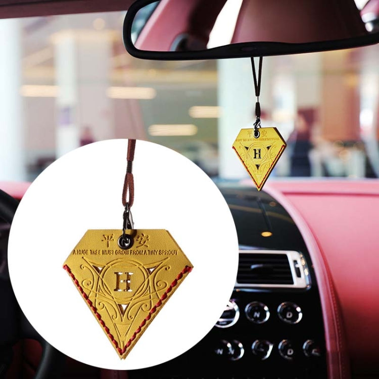Triangular Leather Ping An Charm Pendant for Car Rearview Mirror
