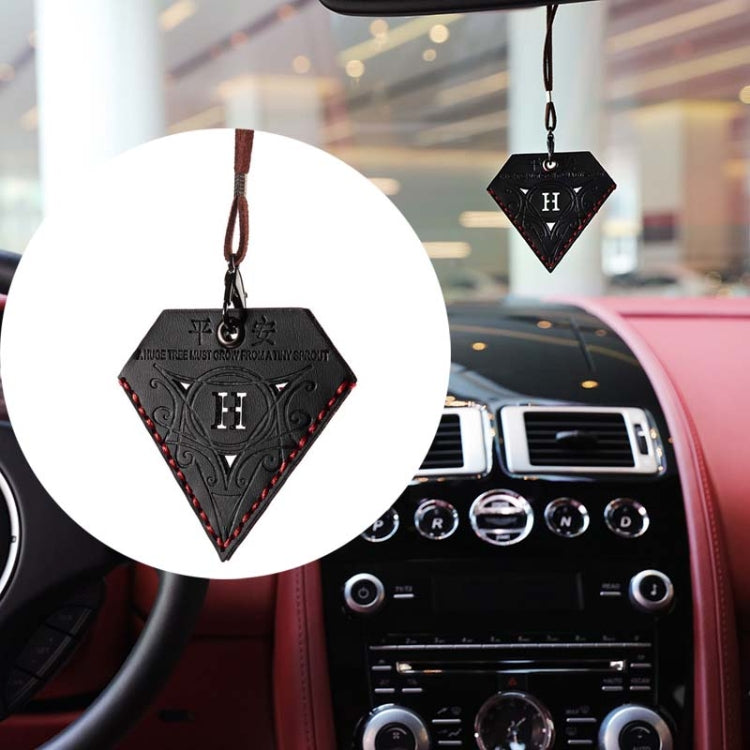 Triangular Leather Ping An Charm Pendant for Car Rearview Mirror