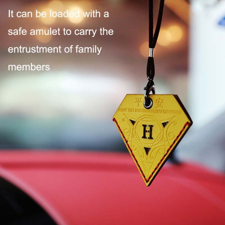 Triangular Leather Ping An Charm Pendant for Car Rearview Mirror