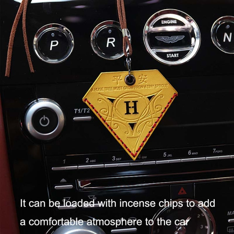 Triangular Leather Ping An Charm Pendant for Car Rearview Mirror