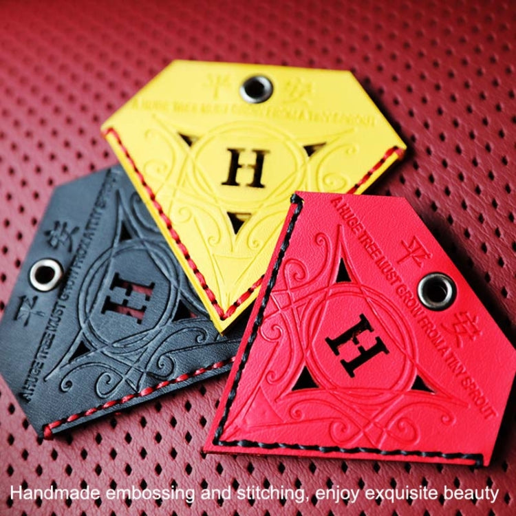 Triangular Leather Ping An Charm Pendant for Car Rearview Mirror