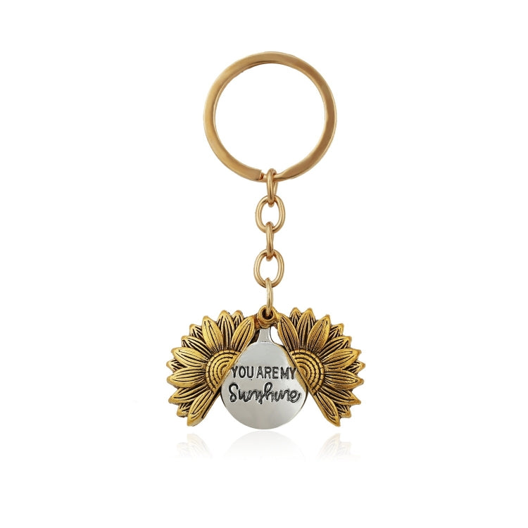 Charming Sunflower-Shaped Alloy Pendant with Double-Sided Engraving and Keychain