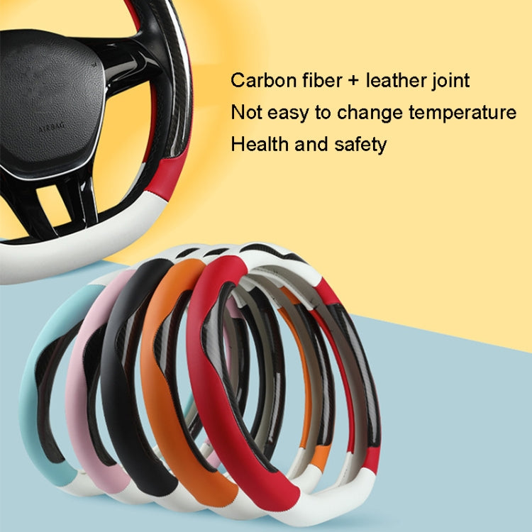 Carbon Fiber Leather Four Season Universal D Type Steering Wheel Cover, Carbon Fiber Leather Star Blue, Carbon Fiber Leather Orange, Carbon Fiber Leather Black, Carbon Fiber Leather Pink, Carbon Fiber Leather Red