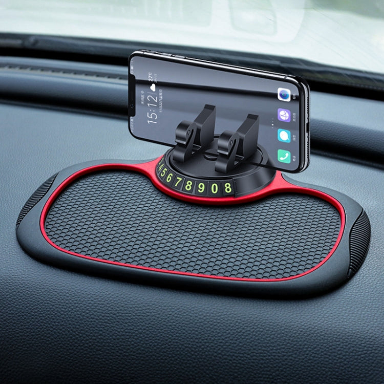 Versatile Car Dashboard Phone Holder with Anti-Slip Mat and Concealed Parking Number Plate