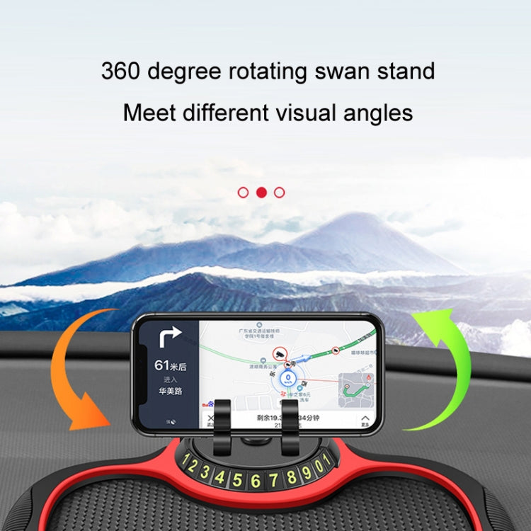 Versatile Car Dashboard Phone Holder with Anti-Slip Mat and Concealed Parking Number Plate