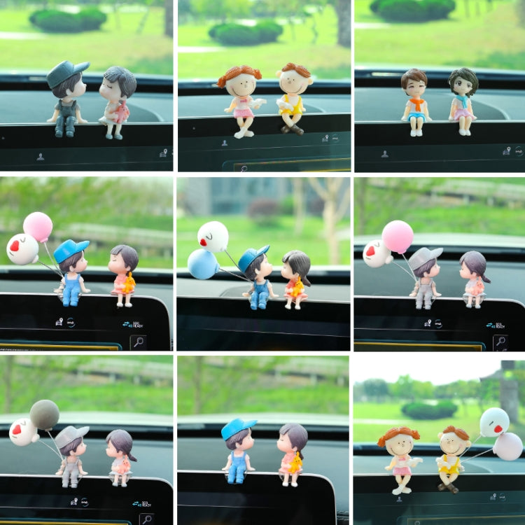 Charming Kissing Couple Car Decoration Doll – PVC Hand-Painted Elegance