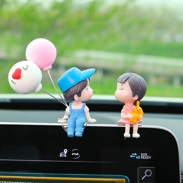 Charming Kissing Couple Car Decoration Doll – PVC Hand-Painted Elegance