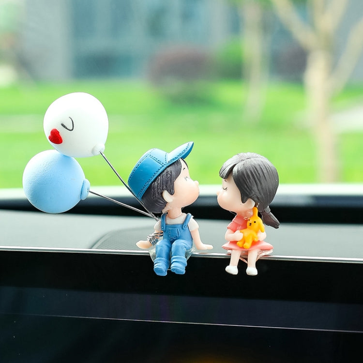 Charming Kissing Couple Car Decoration Doll – PVC Hand-Painted Elegance