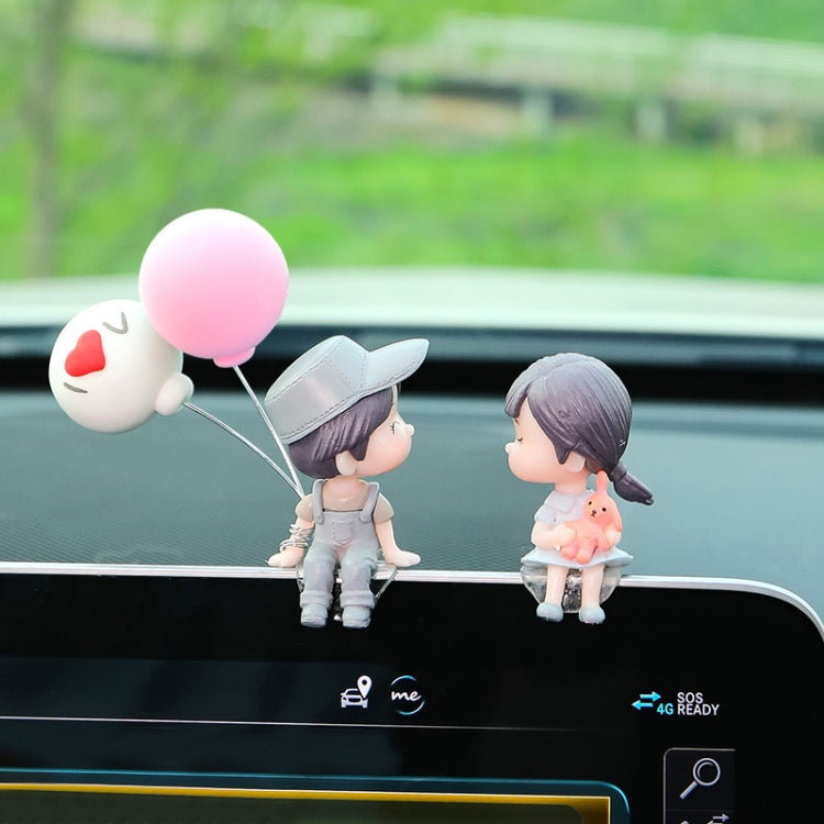 Charming Kissing Couple Car Decoration Doll – PVC Hand-Painted Elegance