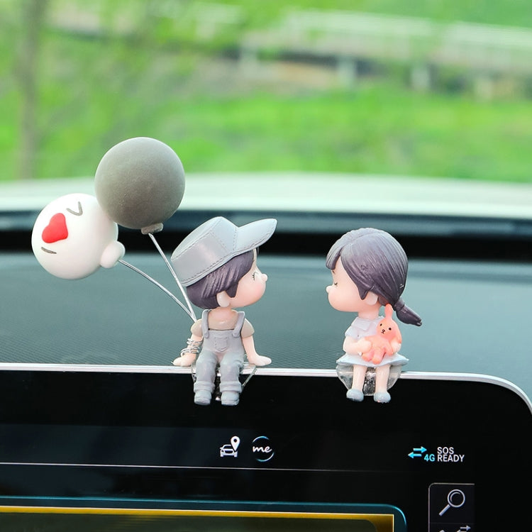 Charming Kissing Couple Car Decoration Doll – PVC Hand-Painted Elegance