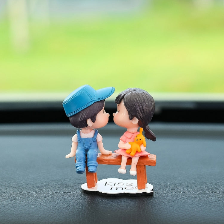 Charming Kissing Couple Car Decoration Doll – PVC Hand-Painted Elegance