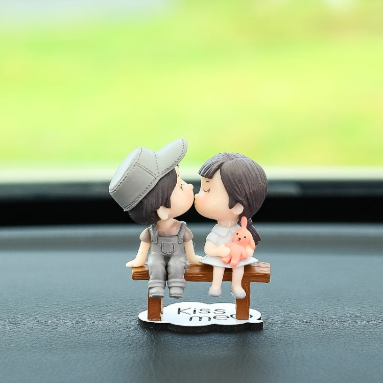 Charming Kissing Couple Car Decoration Doll – PVC Hand-Painted Elegance