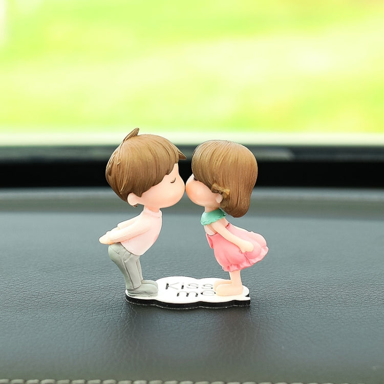 Charming Kissing Couple Car Decoration Doll – PVC Hand-Painted Elegance