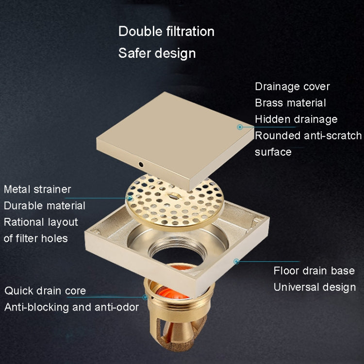 Bathroom Large Displacement Anti-odor Floor Drain, Style: