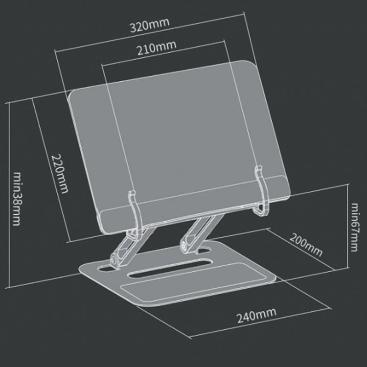 Aluminum Alloy + Acrylic Reading Rack Desktop Liftable Tablet PC Holder,Sepc: