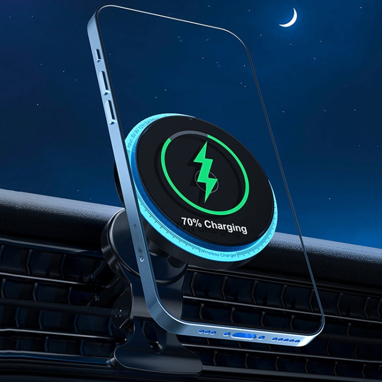Magnetic M2 Car Wireless Fast Charger & Phone Holder with LED Light Features
