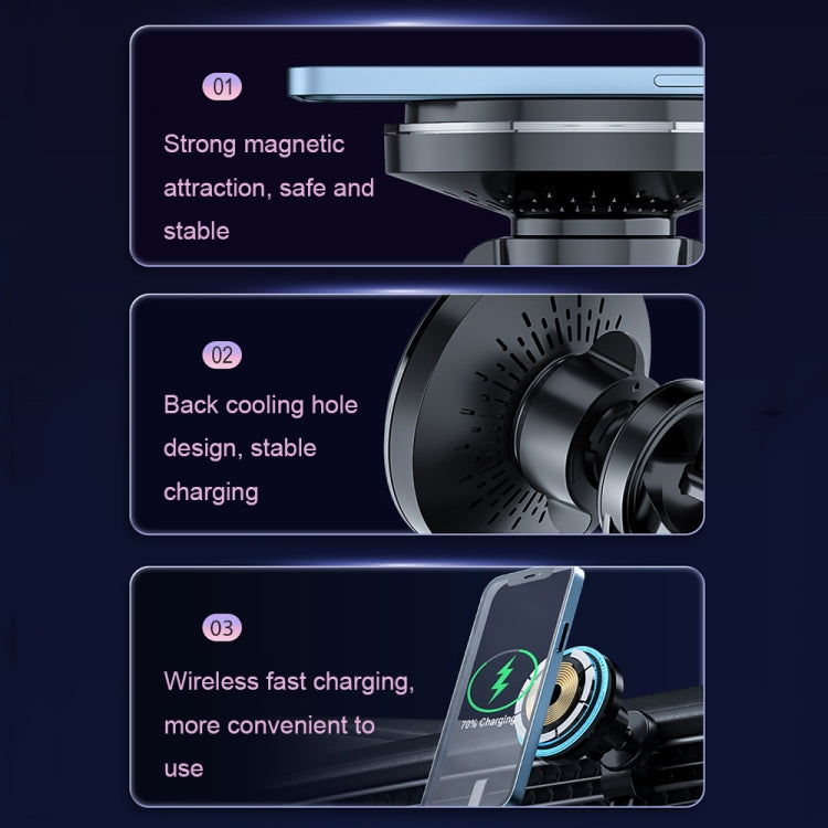 Magnetic M2 Car Wireless Fast Charger & Phone Holder with LED Light Features