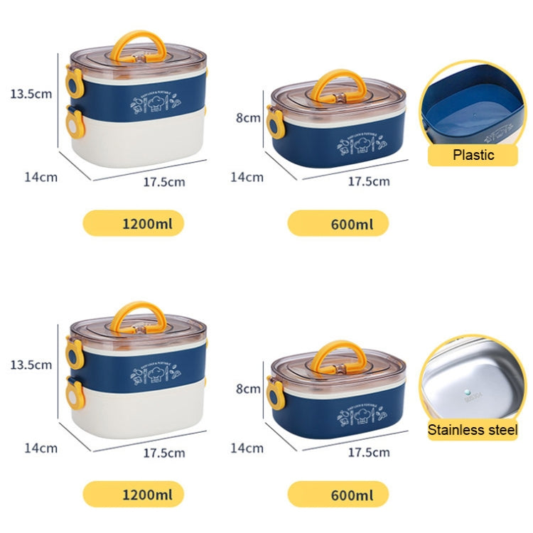 Large Capacity Oval Divided Portable Office Insulation Lunch Box