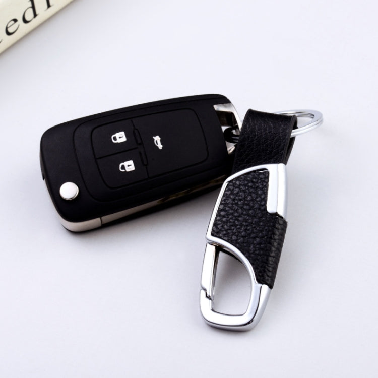 3-Piece Elegant Zinc Alloy Keychain Set for Men with Leather Accents