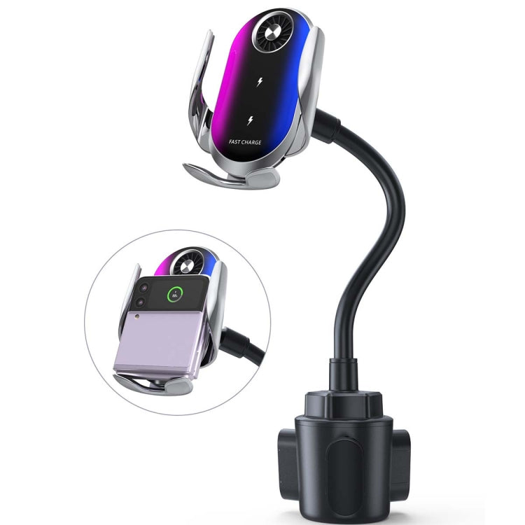 Dual Coil Wireless Car Charger with Cup Holder for iPhone 14/13 & Samsung Z Flip 4 Series