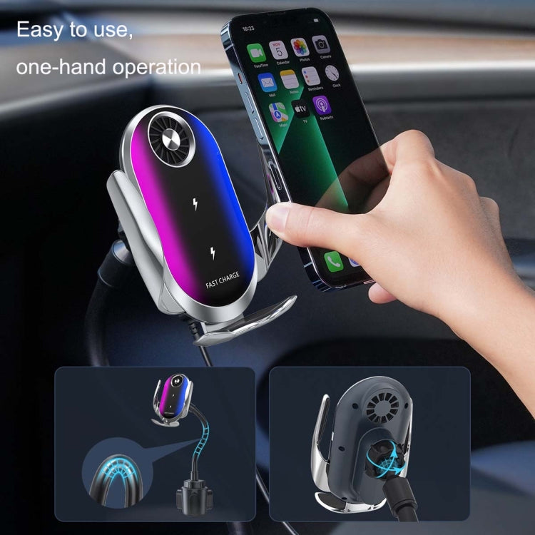 Dual Coil Wireless Car Charger with Cup Holder for iPhone 14/13 & Samsung Z Flip 4 Series