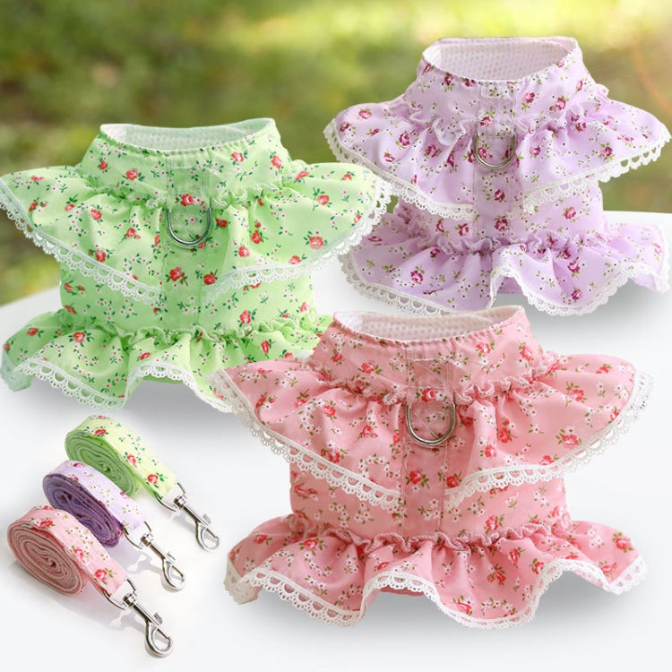 Pet Lace Vest Clothes Harness Leash, Size: