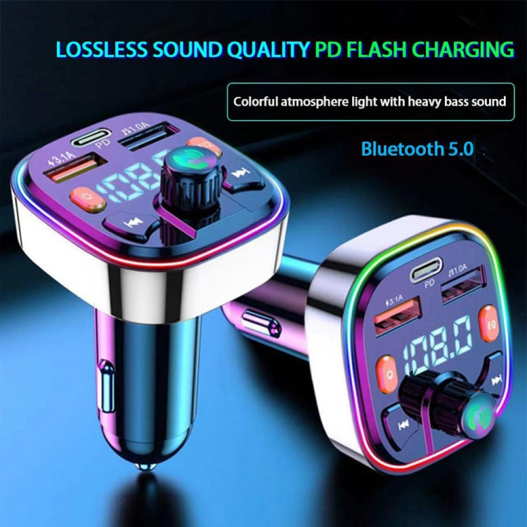 3.1A USB+PD Bluetooth Car Charger Car FM Transmitter Colorful Lighting, R2, Q3, Q5, Q7