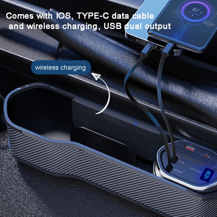 Car Seat Gap Organiser with USB Charger - Versatile Storage Solution for Front Seats