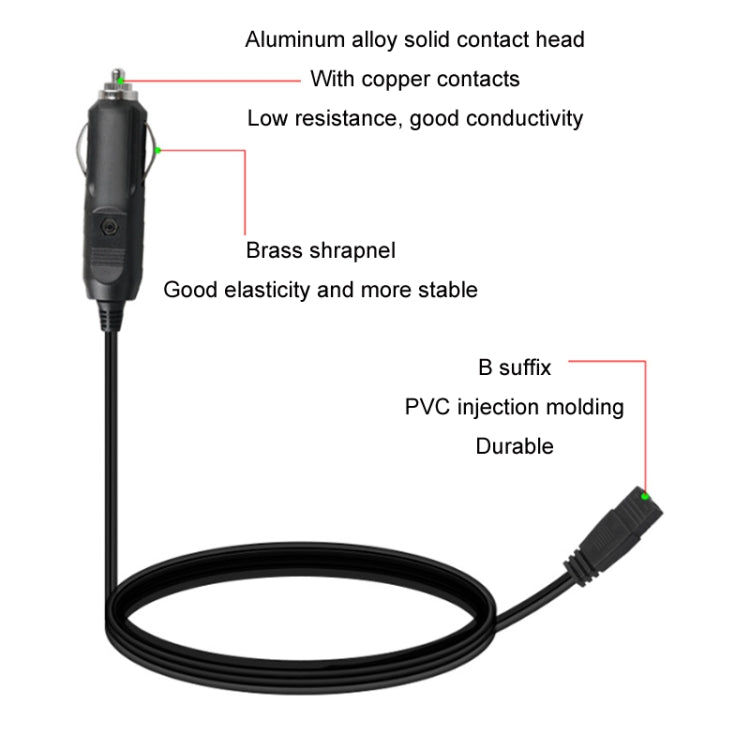 12V/24V Car Refrigerator Cable B Suffix Cigarette Lighter Plug Power Cord, Length:, 1m Without Switch, 1m With Switch, 2m Without Switch, 2m With Switch, 3m Without Switch, 3m With Switch, 4m Without Switch, 4m With Switch, 5m Without Switch