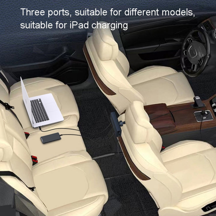 65W Front / Back Seat QC3.0  Car Charger With 8 Pin And Type-C/USB-C Retractable Data Cable