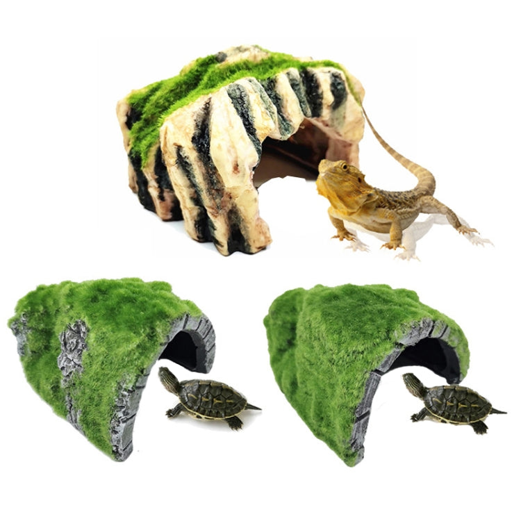 Flocked Caple Box Turtle Hiding Nest Moss Cave Turtle Cave Sunbed