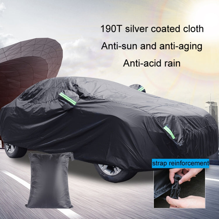 190T Silver Coated Cloth Car Rain Sun Protection Car Cover with Reflective Strip