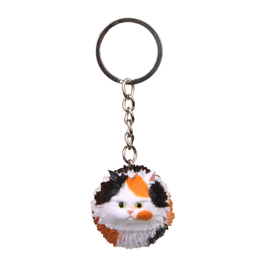 Adorable Round Tiger Cat Cartoon Keychain - Fun Key Ring Accessory