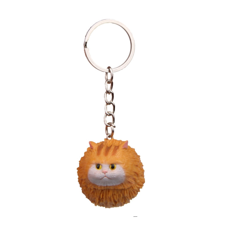 Adorable Round Tiger Cat Cartoon Keychain - Fun Key Ring Accessory