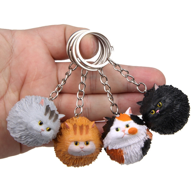Adorable Round Tiger Cat Cartoon Keychain - Fun Key Ring Accessory