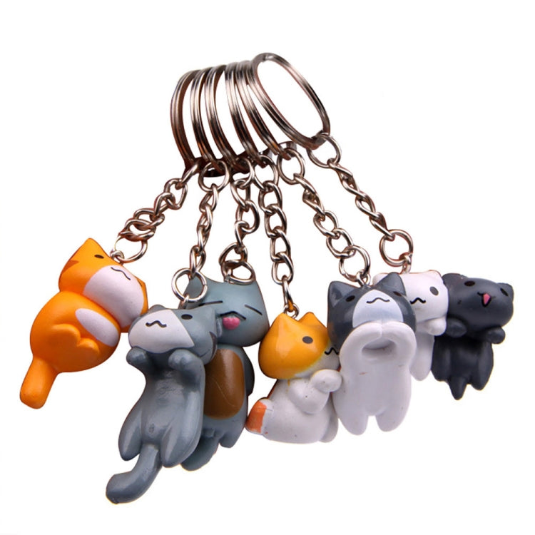 6pcs/set Cat Cartoon Key Chain Car Key Ring Couple Bag Pendant, 6pcs/set