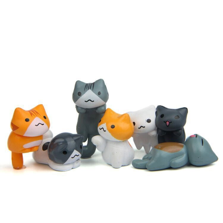 6pcs/set Cat Cartoon Key Chain Car Key Ring Couple Bag Pendant, 6pcs/set