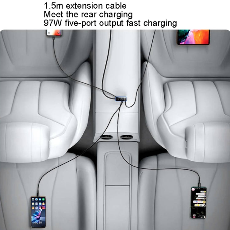 Yesido Y53 QC3.0 Car Charger 97W Five Ports Fast Charged