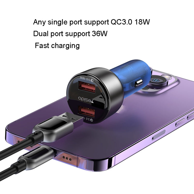 Yesido Y51 36W Dual-channel Fast Charging Zinc Alloy QC3.0 Car Charger, Y51 36W