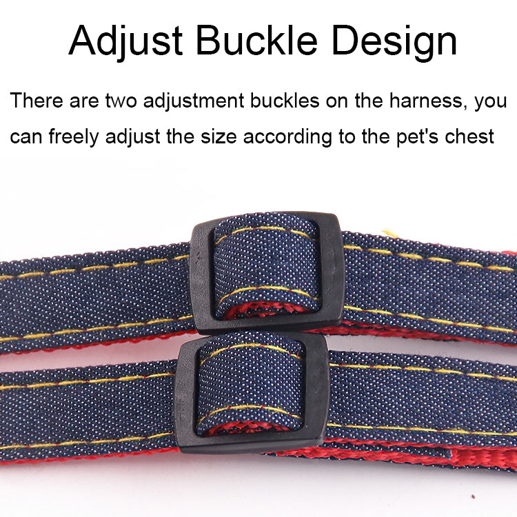 BG-Q1025 Leash+Chest Strap Thickened Strong Denim Pet Dog Leash Set