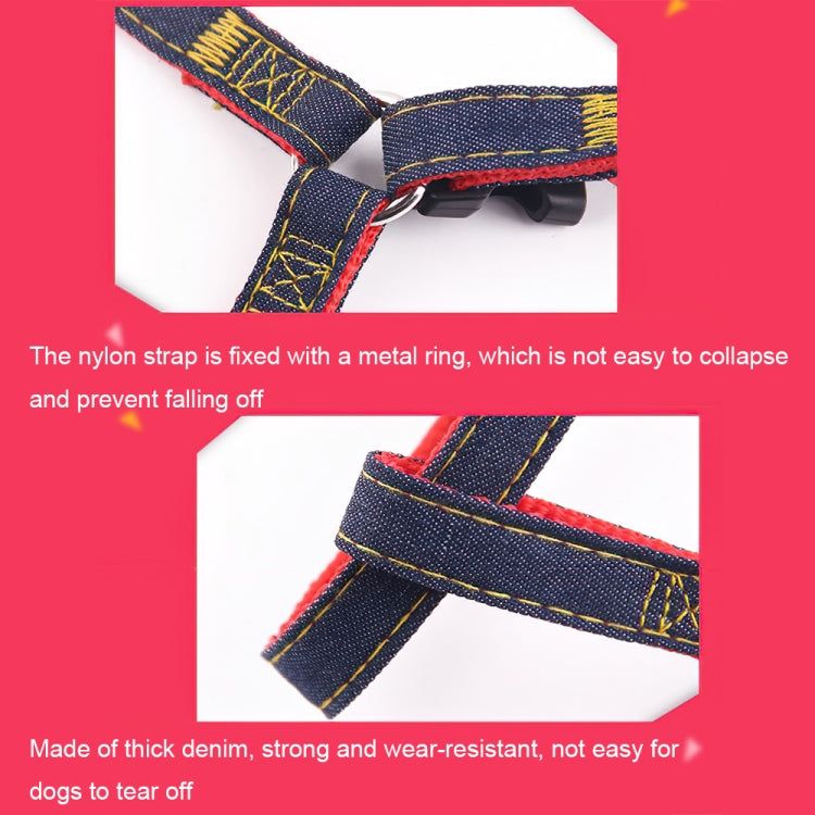 BG-Q1025 Leash+Chest Strap Thickened Strong Denim Pet Dog Leash Set