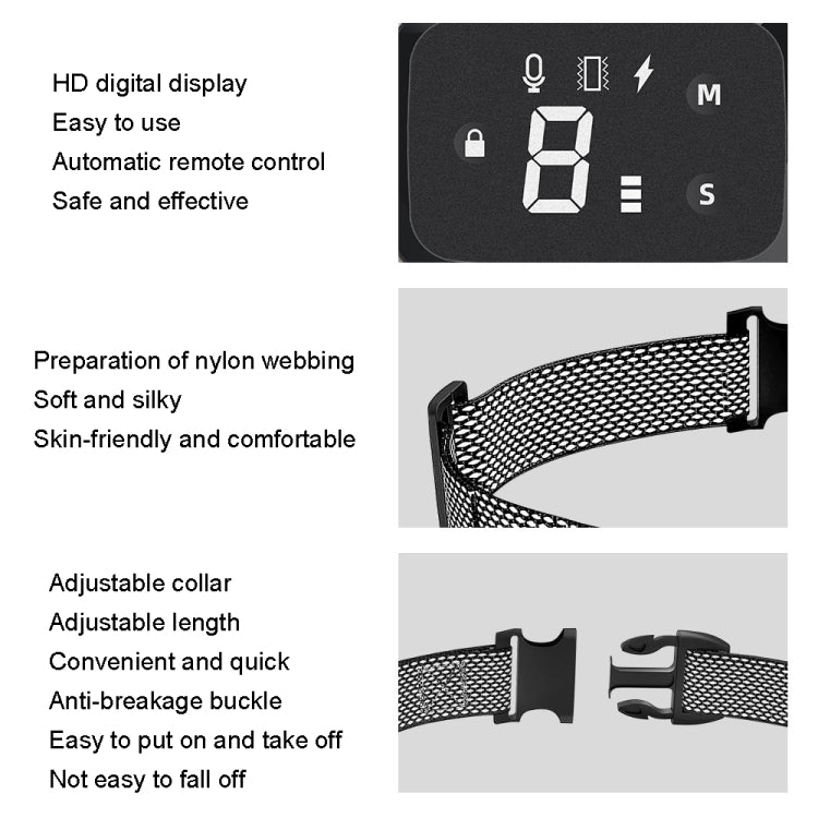 PT221 Intelligent Automatic Electric Strike Collar Touch Digital Display Rechargeable Waterproof Dog Trainer Stop Barker