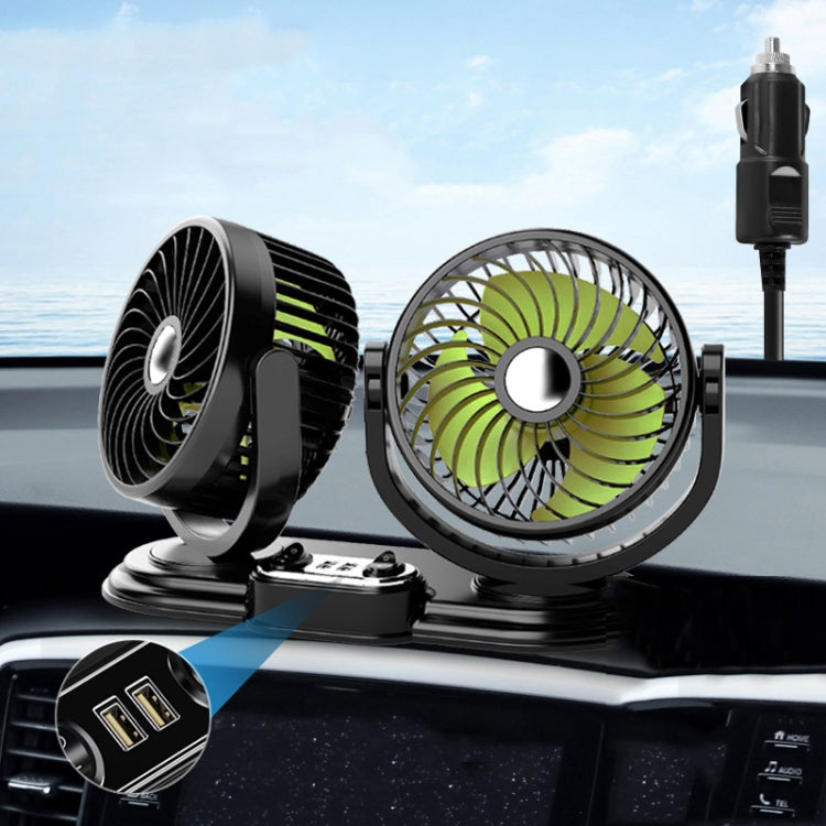 F621 Car Rotatable Turntable Silent Car Double Head Fan, USB, 12V Cigarette Lighter, 24V Cigarette Lighter, High Allocation USB, High Allocation 12V Cigarette Lighter, High Allocation 24V Cigarette Lighter