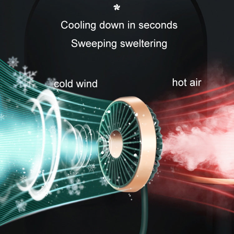 F304 Double-head Hose Built-in Lithium Battery USB Car Fan, Green Gold, Black Silver